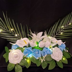 Composition rectangulaire bleue et blanche led strass