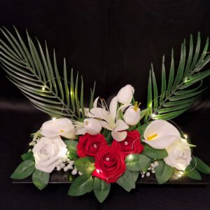 Compositon rectangulaire rouge et blanche led strass