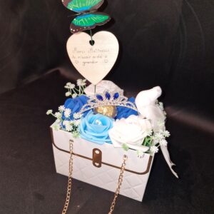 Sac cadeau floral "Merci maîtresse de m'avoir aidé à grandir"