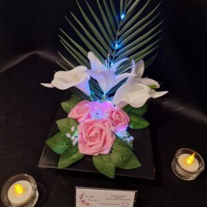 Composition carré rose et blanche led