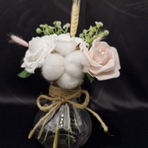 Bouquet champêtre, fleurs séchées avec vase