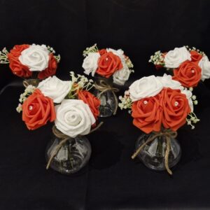 Bouquet de roses rouges et blanches avec strass