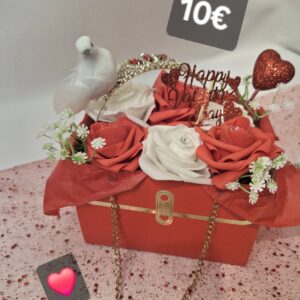 Sac cadeau rouge floral St Valentin